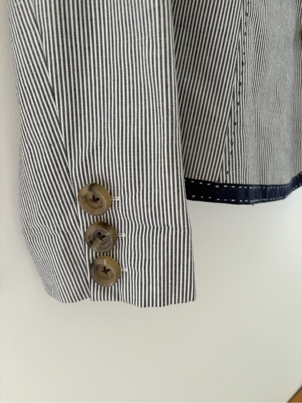 Boden Pinestriped Blue Blazer with Navy Trim, US 8 - Picture 6 of 13